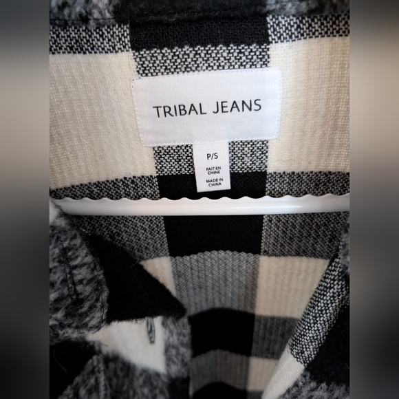 Tribal Jeans Buffalo Plaid Black And White Coat - Picture 3 of 3